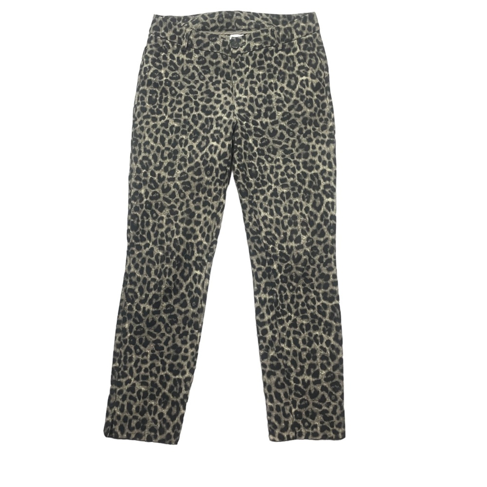 Cabi Womens 6‎ Animal Print Straight Leg Pants Zip Fly Pockets Rayon Blend